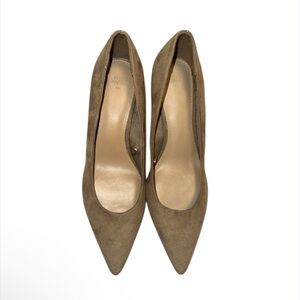 H‎ M Women Heels 9 Tan Suede Slip On Pointed Toe Classic Stiletto Pumps Shoes